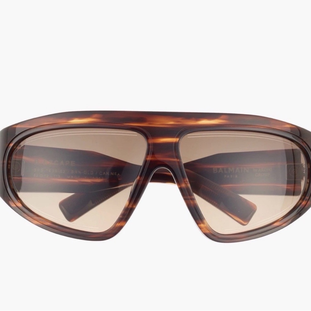 Balmain 62mm Havana Brown Face Shield Sunglasses $790 MSRP NEW!